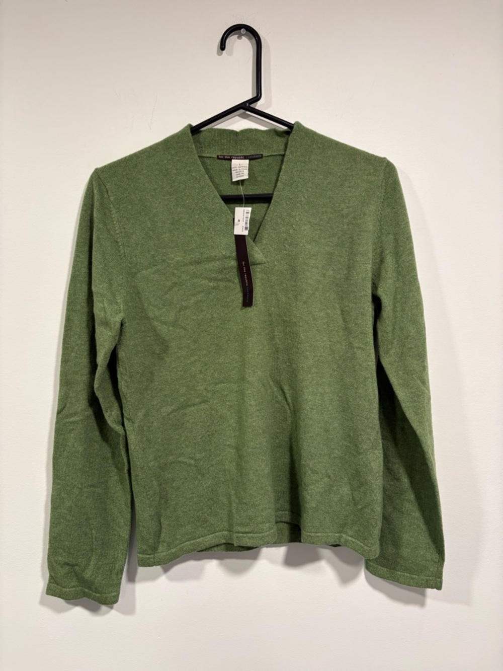 For The Republic women’s V-Neck Sweater in Olive Green